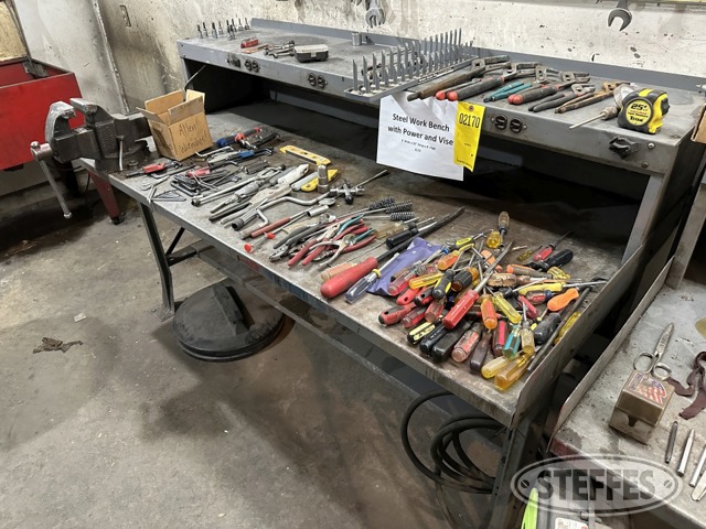 Steel work bench w/misc. tools